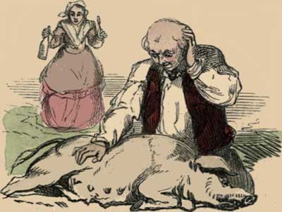 Illustration: A carrion crow sat upon an oak.