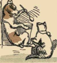 Illustration: He was feeding the cat.