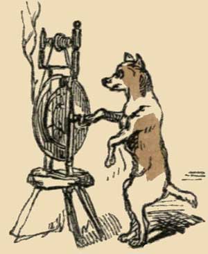 Illustration: The dog was a-spinning.