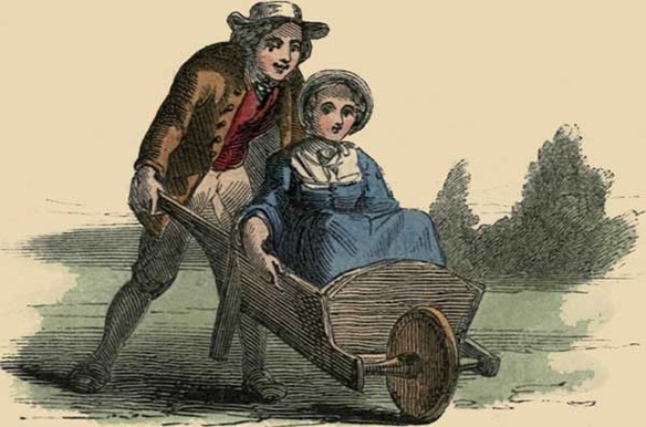 Illustration: I brought my wife home in a wheelbarrow.
